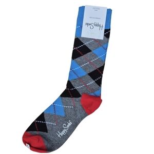 Happy Socks Men's Argyle Crew Socks - Black, Blue, Red